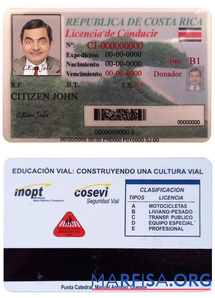 Printable Costa Rica DL template